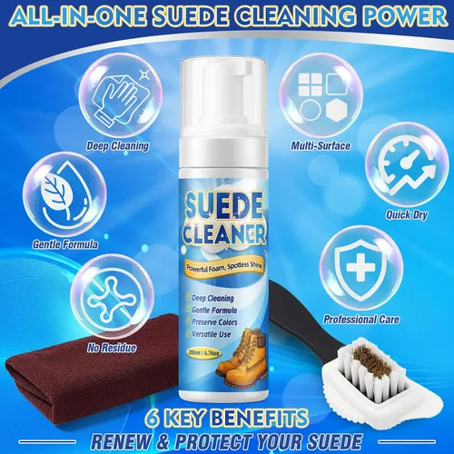 Miniatura 2 de Kit de limpiador de gamuza para zapatos, limpiador de zapatos de espuma de 6.8 fl oz con cepillo y toalla, limpia profundamente gamuza, nubuck