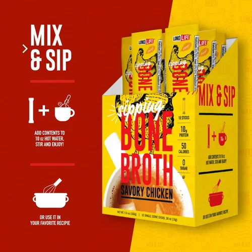 Miniatura 6 de LonoLife - Caldo de huesos de pollo en polvo: 0.35 onzas de proteína, apto para dieta Keto, recipiente a granel de 8 onzas (15 porciones)