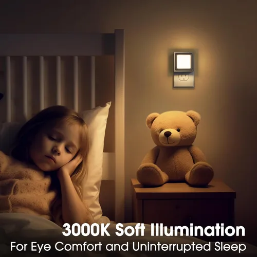 Miniatura 4 de Briignite Luz nocturna, luces nocturnas enchufables a la pared, paquete de 2, luz nocturna con sensor de atardecer a amanecer para niños, luz