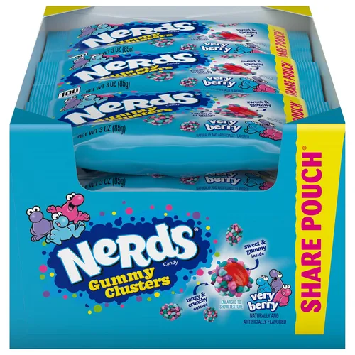 Miniatura 21 de NERDS Gummy Clusters Candy, arcoíris, crujiente y gomoso, 3 onzas (paquete de 12)