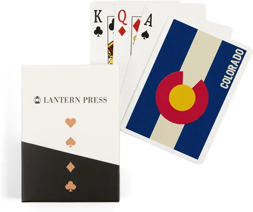 Bandera del estado de Colorado, tipografía (52 cartas de juego, baraja de cartas de tamaño póker con comodines)