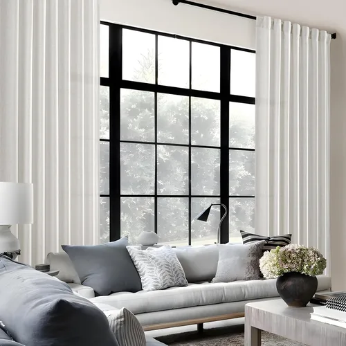 Miniatura 6 de Cortinas translúcidas de lino beige blanco de 84 pulgadas de largo, 2 paneles, cortinas modernas con filtrado de luz y privacidad, riel de techo