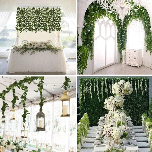 Miniatura 4 de Guirnalda de vides artificiales de 168 pies, hojas colgantes falsas, plantas de follaje sintético para bodas, fiestas, jardín, hogar, cocina