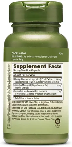 Miniatura 2 de GNC Herbal Plus Extracto de arándano y suplemento de luteína, vegetariano, apoya la salud ocular y visual, 60 porciones