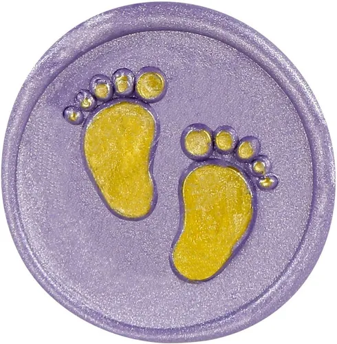 Miniatura 3 de Yoption Baby Series - Sello de cera con diseño de huellas de bebé, cabeza de latón, mango de madera, sello de sellado para invitación de fiesta
