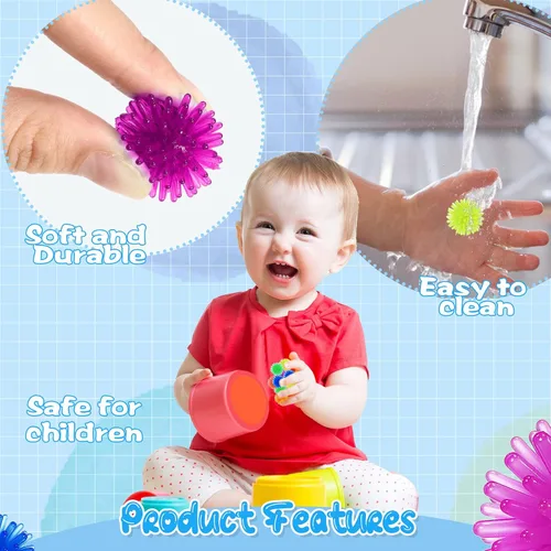 Miniatura 5 de 200 bolas de seto puntiagudas, multicolor, pequeña, minibola de puercoespín, alivio del estrés, suave, sensorial, relajante, juguetes