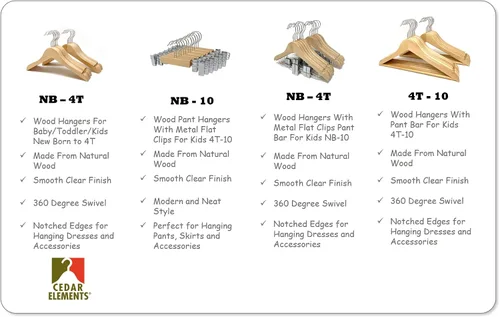 Miniatura 7 de Perchas para niños (madera natural, perchas para pantalones para niños NB-10)