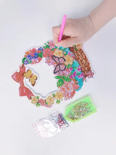 Miniatura 4 de YEESAM ART Kit de decoración de Navidad con diamantes de imitación 5D, cesta de flores de mariposa de 7.5 x 9.1 in, arte de diamantes de imitación