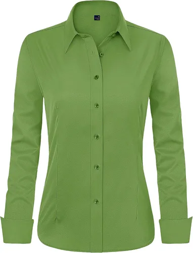 Miniatura 17 de J.VER - Camisas de vestir para mujer, diseño de manga larga, con botones, antiarrugas, blusa de trabajo unicolor