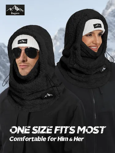 Miniatura 3 de Pasamontañas de esquí para mujeres y hombres, resistente al viento, forro polar, máscara facial de invierno, gorro para clima frío, calentador