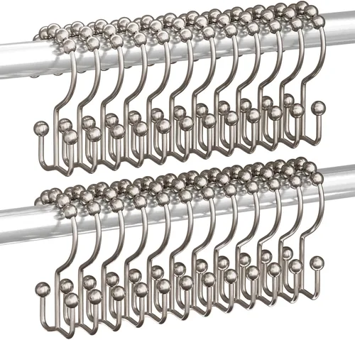 Miniatura 23 de Titanker Ganchos Anillos para Cortina de Ducha, Ganchos de Ducha de Metal de Doble Deslizamiento Resistentes al Óxido para Barras de Cortinas