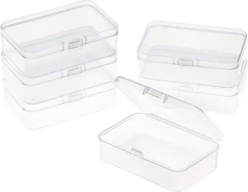 Miniatura 11 de Paquete de 6 Contenedores de Almacenamiento de Plástico Transparente Rectangulares Pequeños Caja Estuche con Tapa con Bisagras Organizador