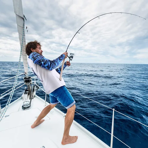 Miniatura 69 de Palmyth - Camiseta de pesca para hombre, con manga larga, protección solar ultravioleta FPU 50+, con bolsillo