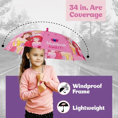 Miniatura 15 de Disney Paraguas para niños, Frozen/Princesa/Minnie Mouse para niños pequeños y niñas de 3 a 6 años