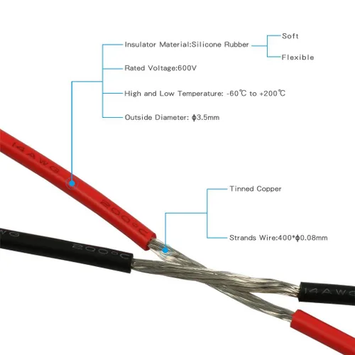 Miniatura 4 de BNTECHGO Carrete de alambre de silicona calibre 14 20 pies rojo y 20 pies negro flexible 14 AWG alambre de cobre estañado trenzado