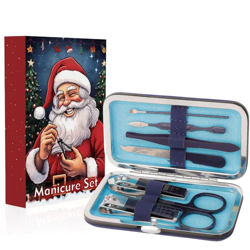 Miniatura 8 de Juego de manicura 7 en 1 de acero inoxidable para uñas, regalos para hombres, adolescentes, herramientas de pedicura con estuche para limpiar