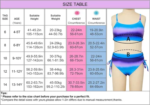 Miniatura 6 de Play Tailor Girls Bikini Swimsuit Kids Bathing Suit 2 Pcs Set Swimwear