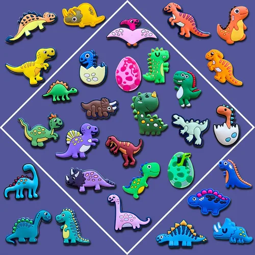 Miniatura 4 de 30 45 dijes de dinosaurio para zapatos, sandalias y pulseras, dijes de dinosaurio para niños, hombres, niños y adultos, recuerdos de fiesta