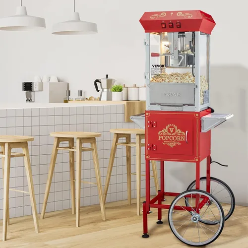 Miniatura 9 de VEVOR Máquina Comercial de Palomitas de Maíz, Hervidor de 8 Oz, Fabricadora de Palomitas de 850 W sobre Ruedas para 48 Tazas por Lote, Estilo Teatro