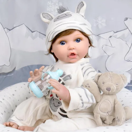 Miniatura 2 de Aori Muñecas de bebé recién nacidas realistas de 22 pulgadas con cuerpo suave y con peso y trajes de cebra, juego de regalo para niños de 3 años