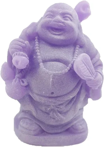 Miniatura 3 de Feng Shui - Juego de 6 figuras de Buda moradas de 3 pulgadas, color marfil, con cara feliz que brilla en la oscuridad, estatua de cristal verde