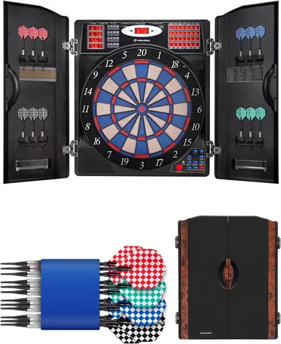 Miniatura 11 de WIN.MAX Electronic Dart Board, Soft Tip Dartboard Cabinet Set for Adults, LED Scoring Dartboard with 38 Games & 211 Variants, Up to 16 Players, 12
