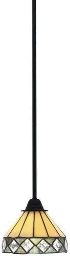 Miniatura 108 de Toltec Lighting Paramount - Mini colgante de 1 luz en acabado negro mate con cristal de arte perla de 7 pulgadas y estilo negro