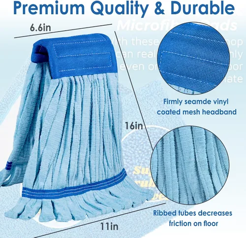 Miniatura 2 de 4 paquetes - Fregona de microfibra de tubo grande 400GSM - Recambio de cabezal de mopa industrial resistente para uso húmedo, comercial, fibra
