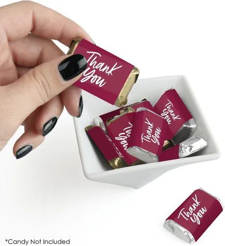 Miniatura 2 de Big Dot of Happiness Borgoña elegantemente simple – Mini pegatinas de barra de caramelo – recuerdos de fiesta de invitados pequeños regalos – 40