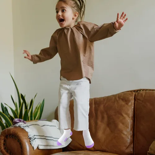 Miniatura 8 de Bemeol Calcetines para niñas, 12 pares de calcetines deportivos de algodón para niños pequeños y grandes
