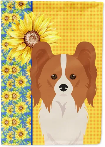 Miniatura 349 de Caroline's Treasures WDK5331CHF - Bandera de verano con diseño de girasoles rojos y blancos, manga grande, para porche, para colgar en la pared