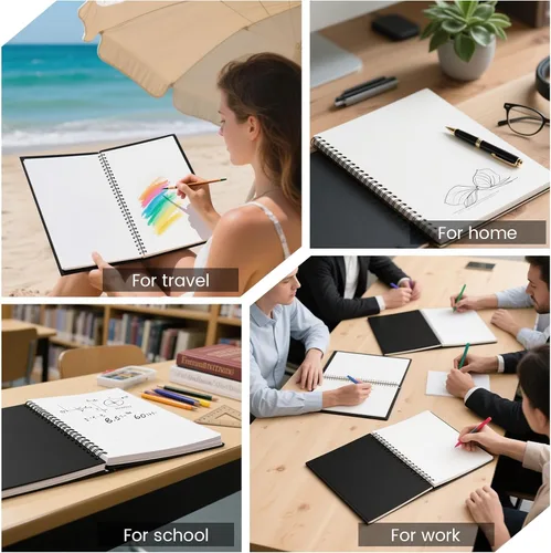 Miniatura 19 de Cuaderno grande en espiral rayado - Paquete de 4 cuadernos rayados de 8.5" x 11" con tapa dura de 7mm, cuaderno de 120 páginas, papel grueso de 100