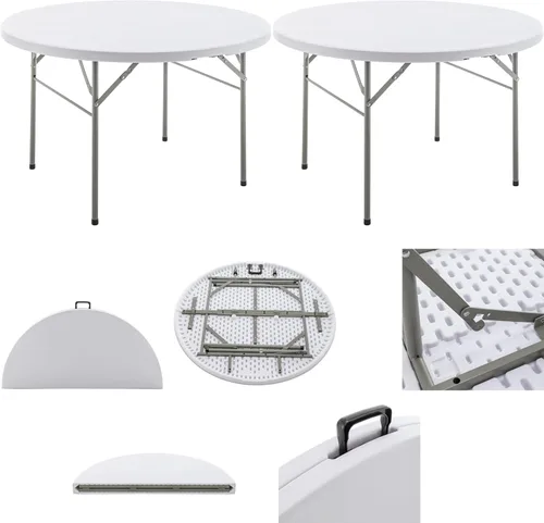 Miniatura 12 de BTEXPERT Juego de 2, mesa plegable de utilidad de 4 pies, ligera, altura ajustable, portátil, con asa de transporte, para interiores y exteriores