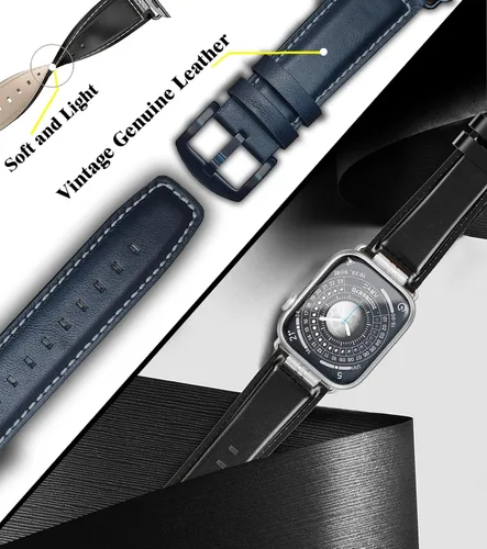 Miniatura 5 de Caseultra Correas de cuero compatibles con Apple Watch Band 1.929 in 1.772 in 1.732 in 1.654 in 1.614 in 1.575 in 1.496 in para hombre, correa