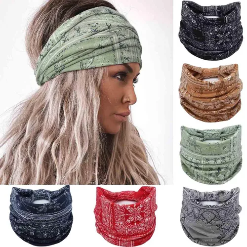 Olbye Diademas anchas para mujer, diadema bohemia anudada, bandas elásticas antideslizantes para el cabello, diademas florales africanas, bandas