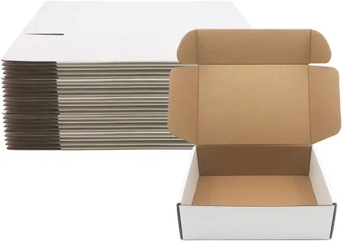 Miniatura 9 de Juego de cajas de envío de 9x6x4 pulgadas de 25, caja de cartón corrugado blanco para envío de correspondencia, embalaje de folletos, embalaje