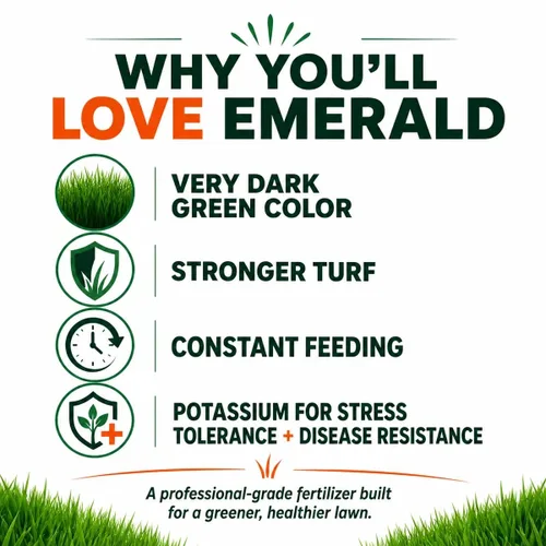Miniatura 4 de 10-0-20 Fertilizante esmeralda para césped de 18 libras, nitrógeno, hierro y micronutrientes de liberación lenta, césped verde oscuro para festuca