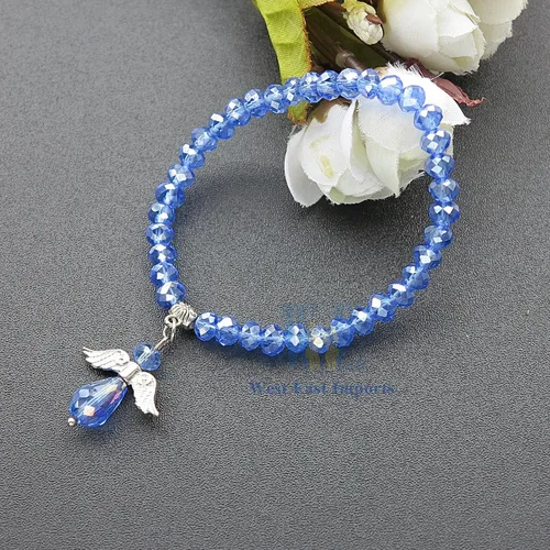 Miniatura 7 de WE Pulsera con dije de ángel de cristal azul 12 PCS - Bautizo Favor/Bautizo/Recuerdos de Bautizo/Quinceañera/Baby Shower, Cristal