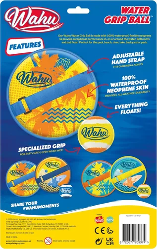 Miniatura 3 de WAHU Juego de pelota de agarre de agua con 1 bola y 2 guantes ajustables, juego de juguetes de playa con velcro para exteriores, amarillo/naranja