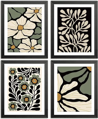 AEHIE Póster bohemio abstracto floral para pared, para decoración del hogar, sala de estar, dormitorio, decoración minimalista de mediados de siglo,