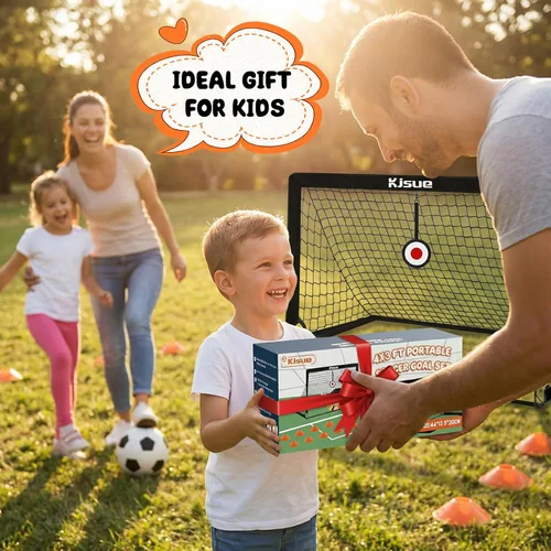 Miniatura 10 de Portería de fútbol, porterías de fútbol para niños para patio trasero, juego de 2, equipo de entrenamiento de red de fútbol de 4 x 3 pies, portería