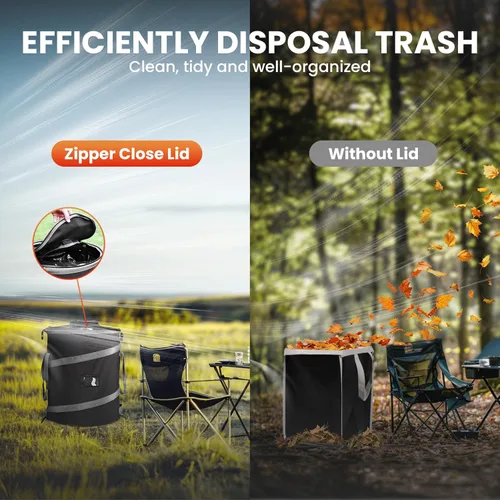 Miniatura 3 de Contenedor de basura desplegable con divisor extraíble, parte inferior resistente, almacenamiento plegable para camping, lavandería, almacenamiento