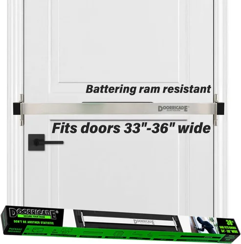 Doorricade - Barra de seguridad para puerta, asegura todo el ancho de tu puerta de apertura hacia adentro - Cuarto de seguridad. Se ajusta a puertas