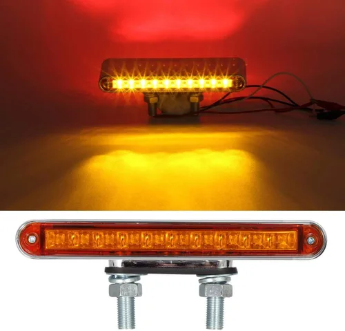 Miniatura 7 de Partsam 2 barras de luz LED rojas y ámbar de 6.5 pulgadas con doble cara para camión, semirremolque, 10 luces LED impermeables con doble tachuelas