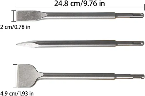 Miniatura 5 de Juego de 6 cinceles SDS Plus, juego de cinceles de brocas de martillo giratorio que incluye cincel de punta, cincel plano de 0.787 in, cincel plano
