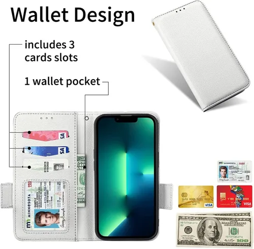 Miniatura 3 de Funda compatible con Blu View 1, piel sintética con soporte para tarjetas, compatible con Blu View1 B100DL con cierre magnético, protección
