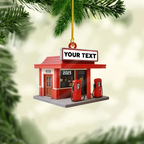 Miniatura 19 de Adorno de Navidad personalizado con bomba de gas, decoración retro personalizada para árbol de vacaciones, recuerdo único para trabajadores