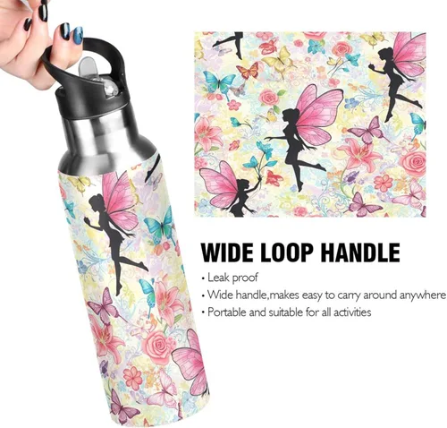 Miniatura 4 de Butterfly Wings Stainless Steel Vacuum Insulated Water Bottle 20 Oz Leakproof Water Bottles, BPA-Free Sport Water Bottle Insulated