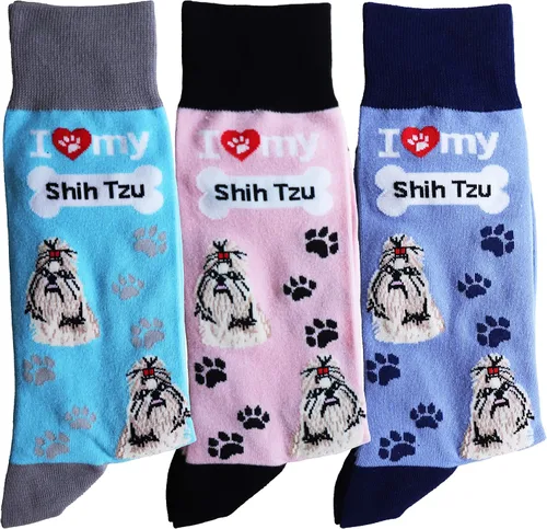Miniatura 2 de Sock Society I Love Dogs - Calcetines divertidos unisex para hombres y mujeres, diseño casual, paquete de 3