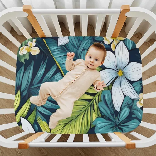 Miniatura 7 de Fitted Crib Sheets Tropical Palm Leaf Mini Crib Sheets for Boy & Girl Toddler Mattress Sheets Playard Sheet 21216115